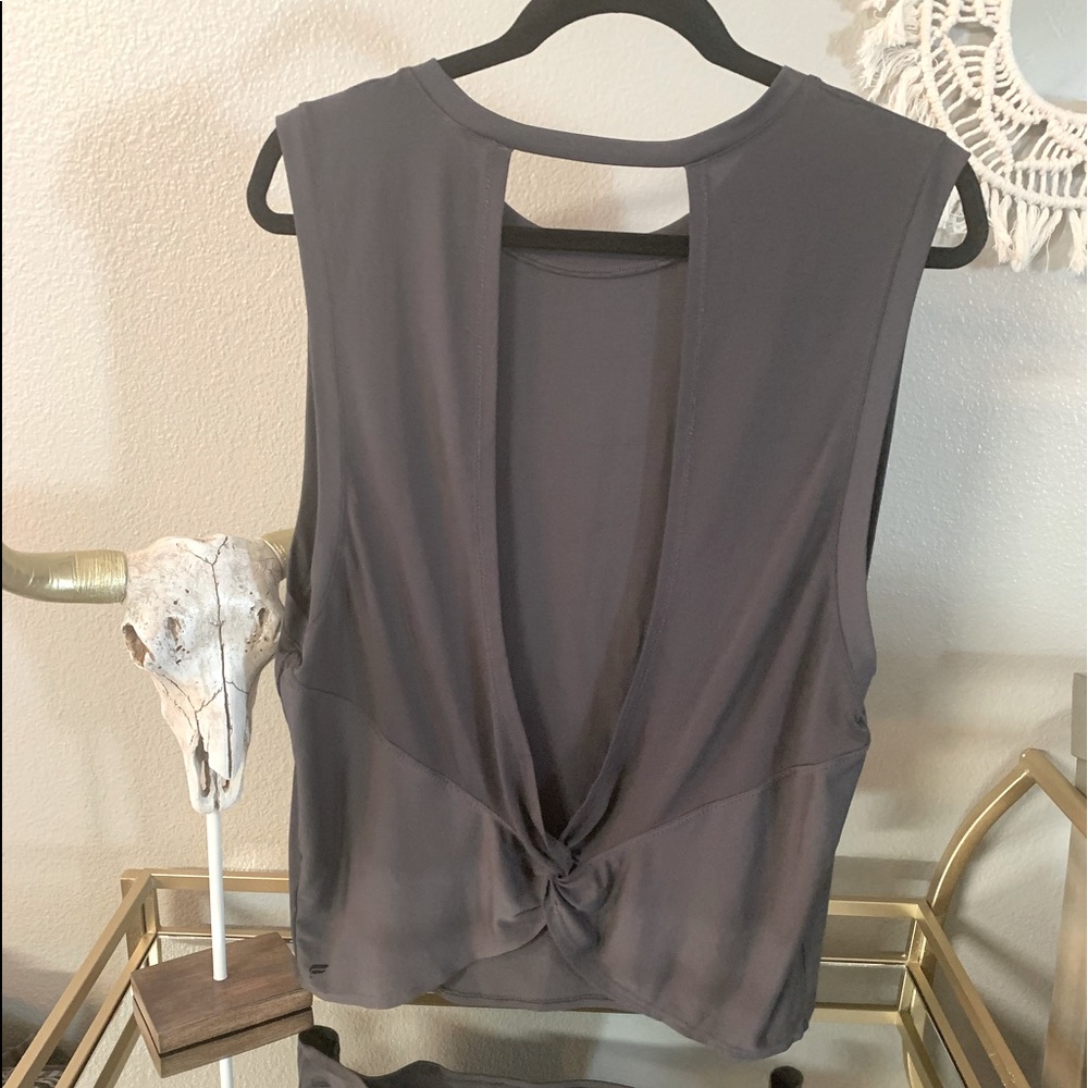 Fabletics size XL gray open back tank top, only been worn once!